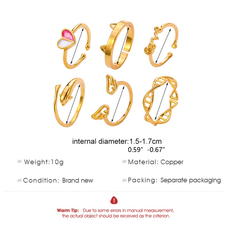 Set 6 Nhẫn Hở Ngón Chân Mạ Vàng Chống Gỉ Có Thể Điều Chỉnh Kích Thước Dành Cho Nữ