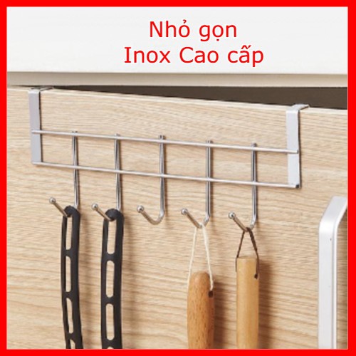 Móc treo quần áo đồ sau cửa tủ 5 móc chấu nhỏ bằng Inox chắc chắn có đầu bo tròn không rách quần áo không khoan tường