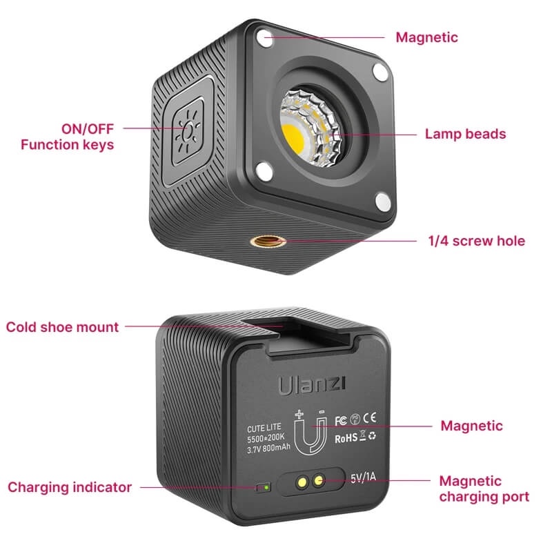 ĐÈN LED MINI CHO ĐIỆN THOẠI MÁY ẢNH GOPRO ULANZI L2
