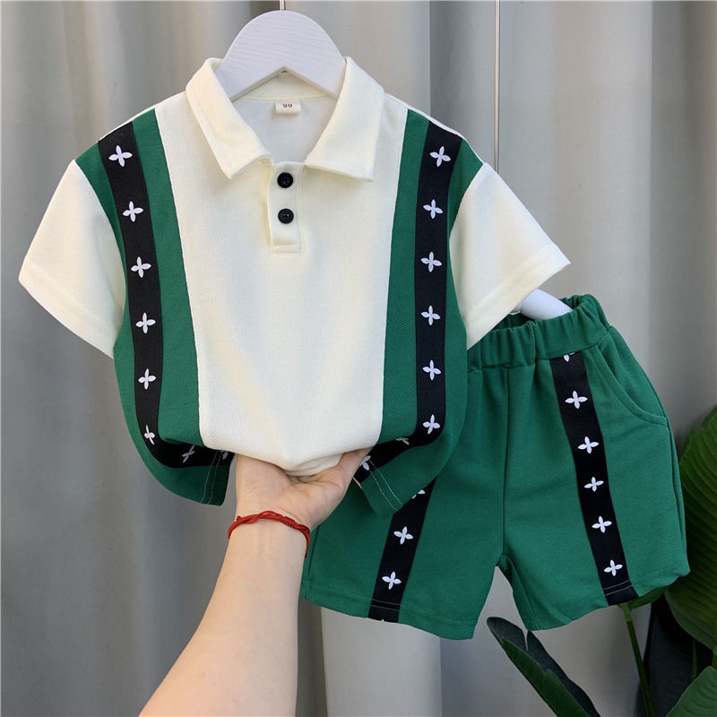 Set Đồ Mùa Hè 2 Món Gồm Áo Tay Cộc Thời Trang Cho Bé Trai