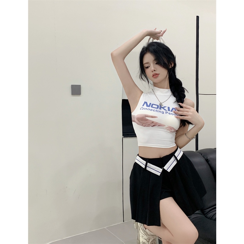 Áo Croptop Sát Nách Dáng Ôm In Họa Tiết Vui Nhộn Thời Trang Cho Nữ