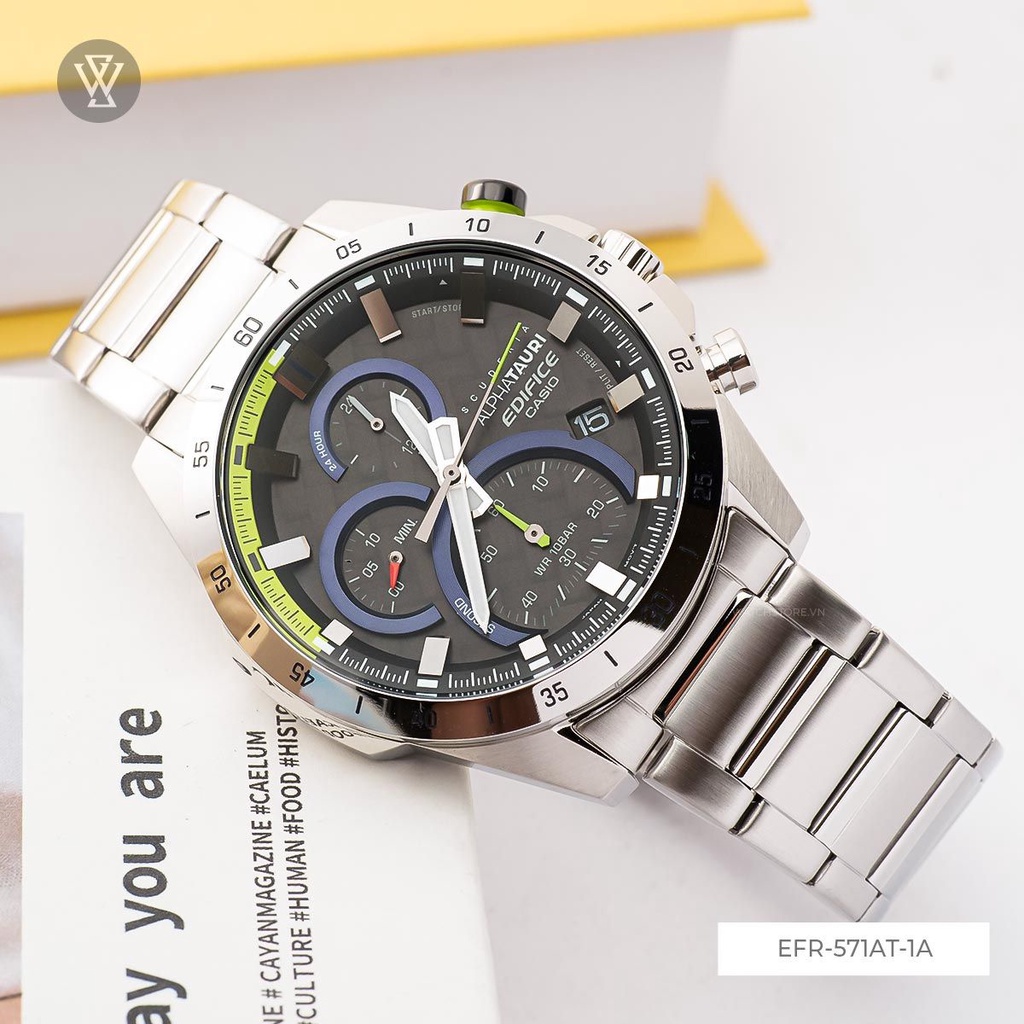 Đồng Hồ Quartz Nam Casio WATCHSTORE Edifice EFR-571AT-1ADR Thiết Kế Mặt Kính Khoáng 47mm, Dây Kim Loại Sang Trọng