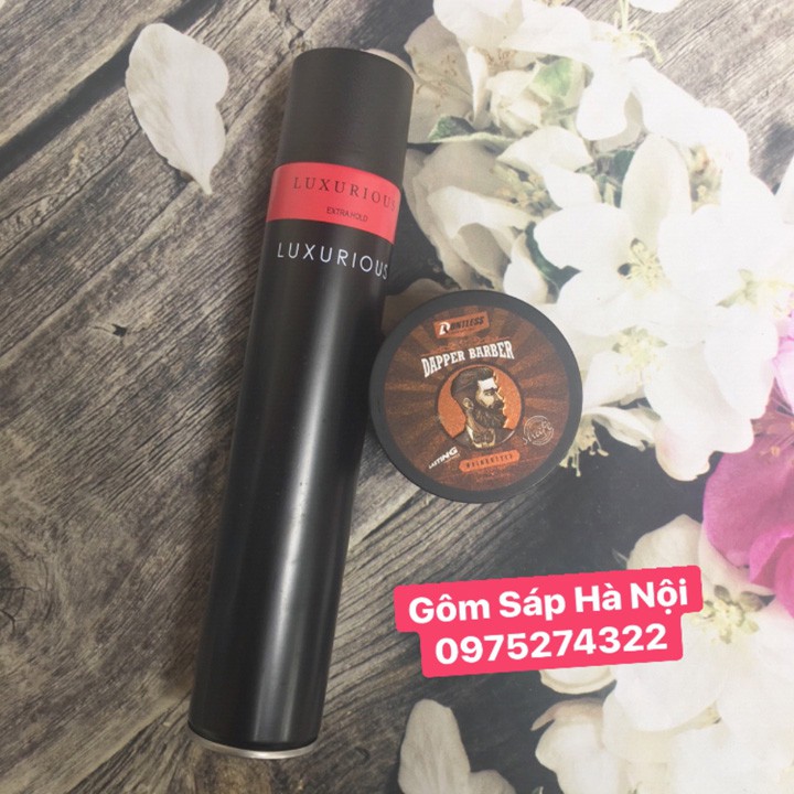 GÔM XỊT TÓC LUXURIOUS 420ml + Sáp Vuốt Tóc  DAPPER BARBER