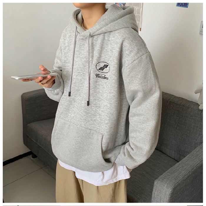 Áo hoodie vải lông cừu dày size rộng màu trơn thời trang xuân thu dành cho học sinh | BigBuy360 - bigbuy360.vn