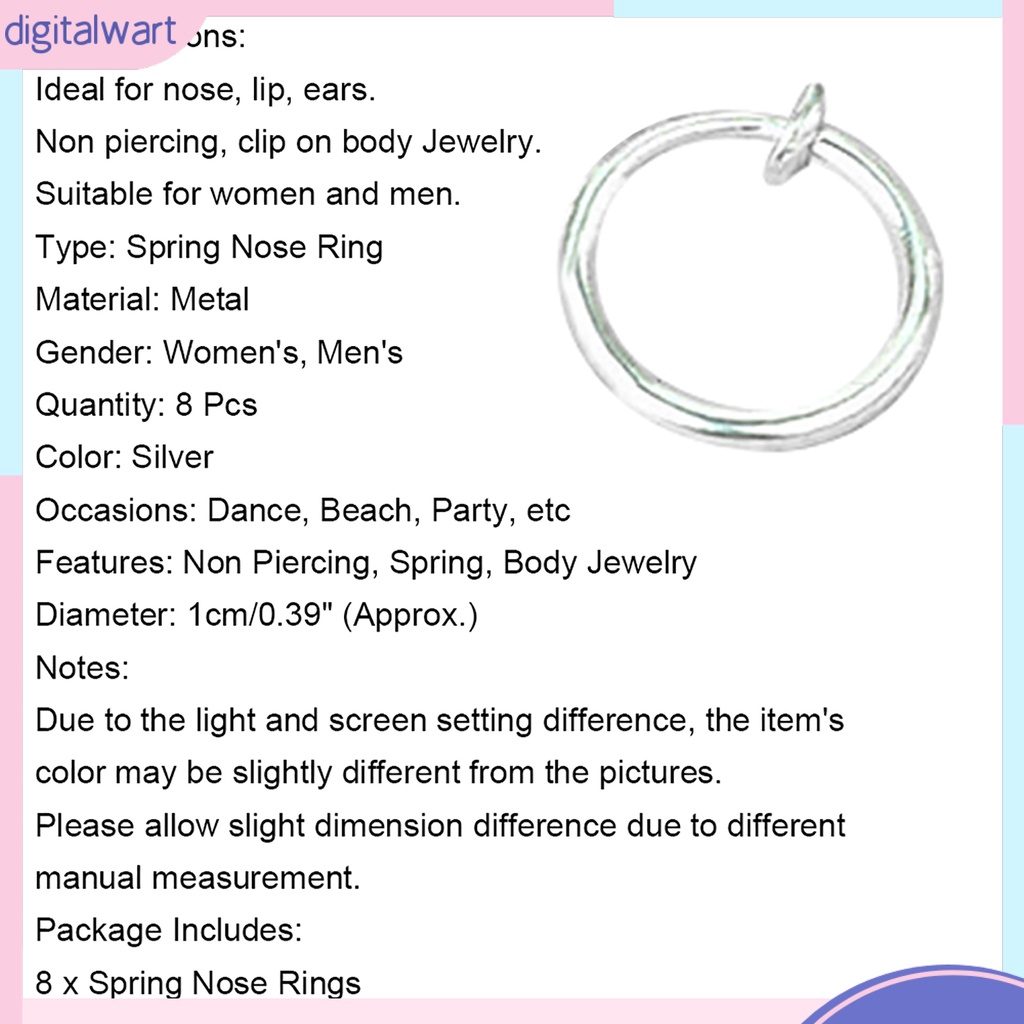 Set 8 Khuyên Mũi Bằng Kim Loại Thân Thiện Với Làn Da Dành Cho Nam Nữ