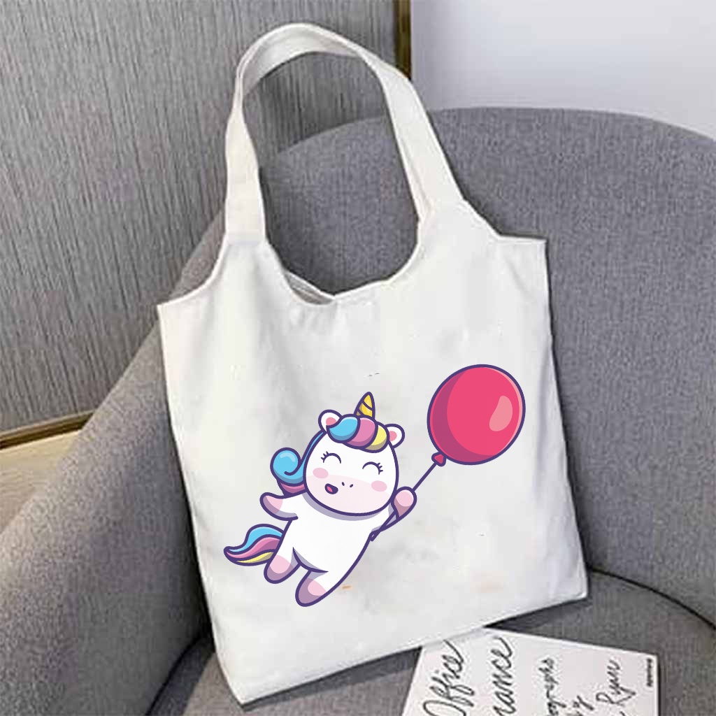 Túi tote canvas nữ quai liền nhiều hình dễ thương