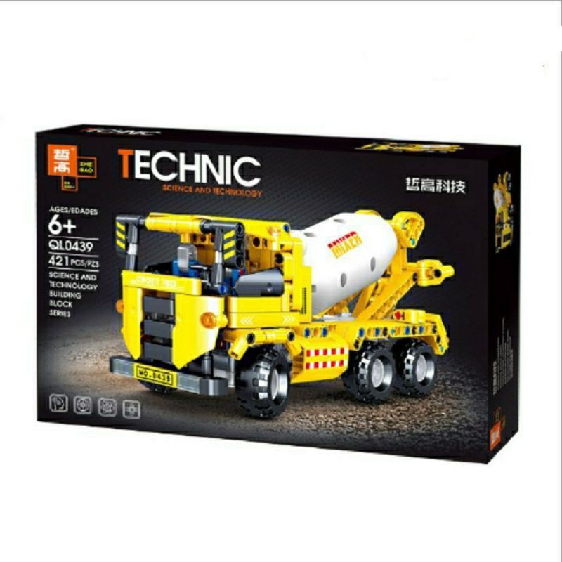 Lego Zegao đồ chơi lắp ráp xe trộn bê tông Technic QL0439