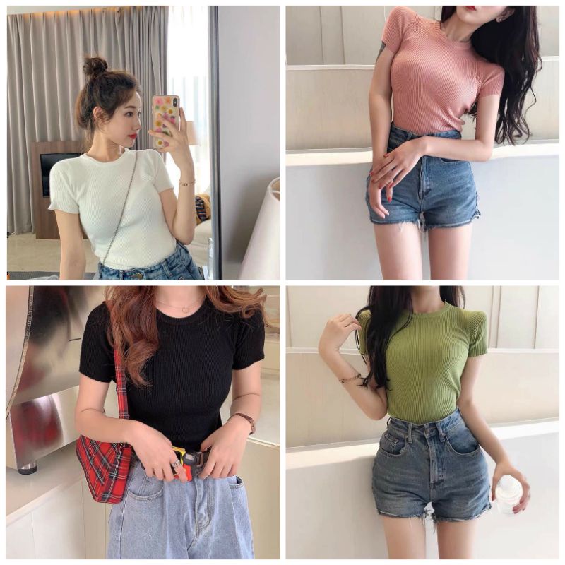 🦋[FREE SHIP] 🦋[ẢNH THẬT] 🦋ÁO LEN CỘC TAY 🦋ÁO LEN NỮ CỔ TRÒN TAY NGẮN SIÊU XINH {{SAM STORE 1994}}