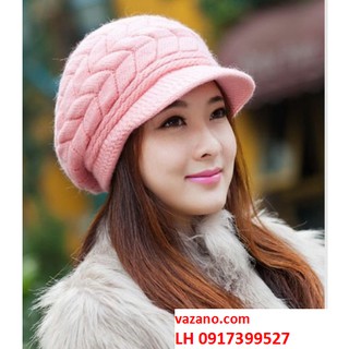 Nón mũ len nữ nón mũ bere nữ, 2 lớp thời trang Hàn Quốc