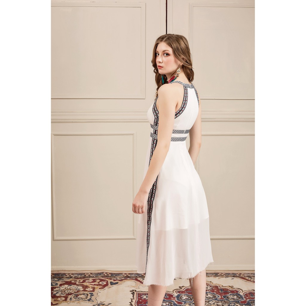 [Mã SKAMSALEP6 giảm 10% tối đa 100K đơn 150K] SÒ VINTAGE - KEVA Đầm voan sát nách phối thổ cẩm | BigBuy360 - bigbuy360.vn