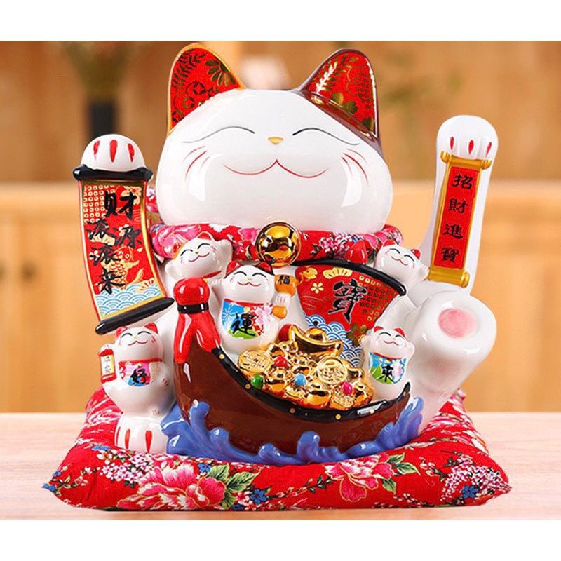 Mèo Thần Tài Vẫy Tay Cỡ Lớn 30-40cm Mèo May Mắn Tài Lộc Phong Thủy 68 Chọn Nhiều Mẫu