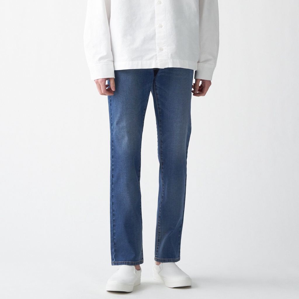 Muji Quần Denim Slim Co Giãn 4 Chiều / Độ Dài Ống 82Cm