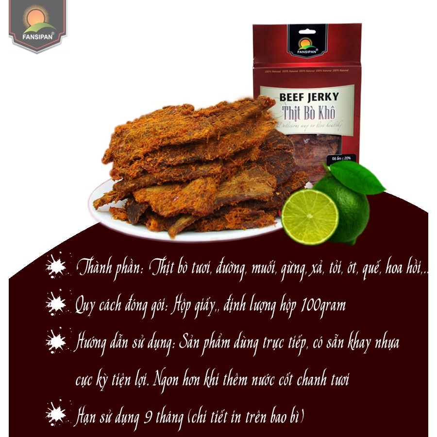 Khô bò miếng mềm Fansipan 100g khô bò miếng bò thật loại 1 khô bò miếng cay đảm bảo ATVS, Torao Foods - đồ ăn vặt ngon | BigBuy360 - bigbuy360.vn