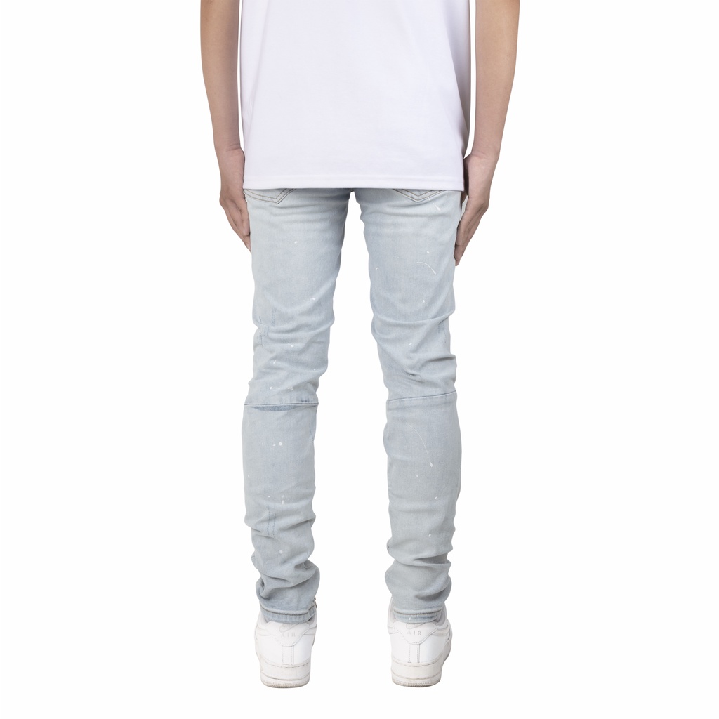 Quần jean nam streetwear cao cấp FNOS Z26 màu xanh rách gối form slimfit có zip jean co giãn