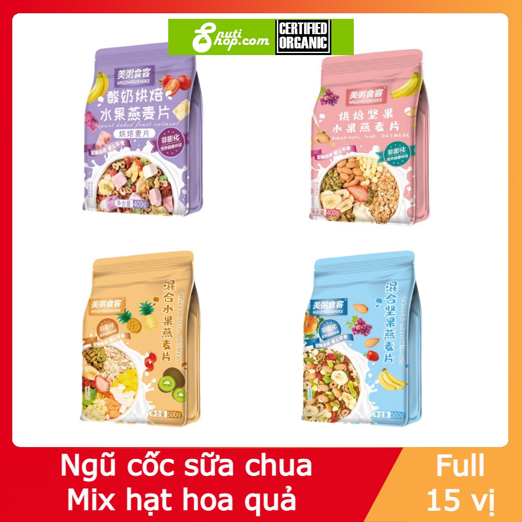 Ngũ cốc sữa chua hoa quả mix hoa quả các loại hạt oat meal ăn kiêng không đường MEIZHOUSHIKE phân phối chính hãng