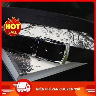 Thắt lưng da bò thật khóa gài
