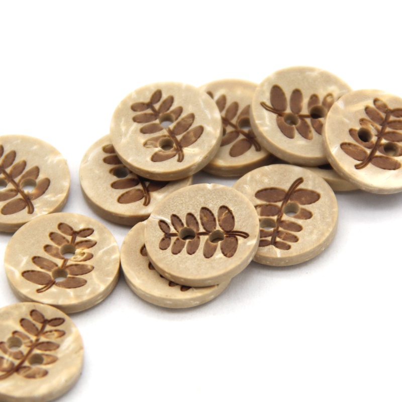 Set 50 Nút Gỗ 13mm Họa Tiết Vỏ Dừa Tự Nhiên Cho Trang Trí Búp Bê