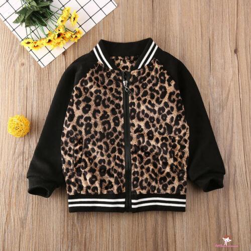 ❤XZQ-Girls Outwear Toddler Baby Girls Leopard Printed Zipper Coat Jacket Casual Outfits