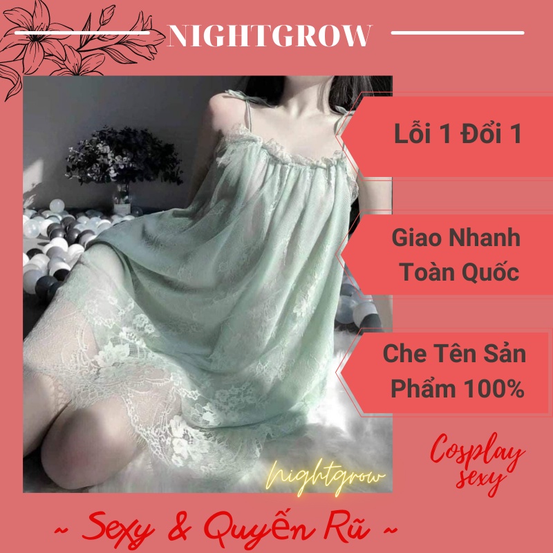 VÁY LỤA REN B02 NIGHTGROW, LỤA SATTIN CAO CẤP, DỄ MẶC, DỄ NGỦ