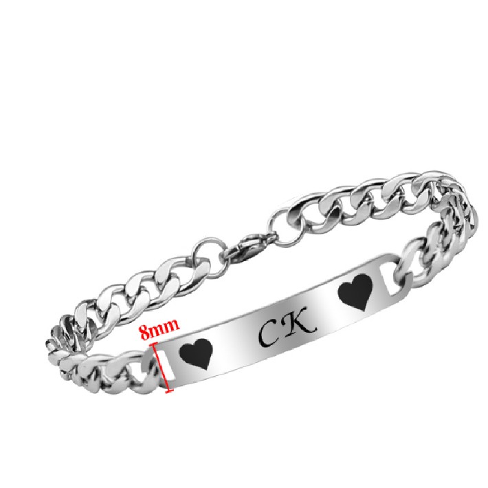 ( Có bán lẻ 1 chiếc ) Lắc tay cặp đôi inox thấy là thích màu bạc khắc chữ Y CK / VK Y - Cam kết 1 đổi nếu đen & gỉ sét