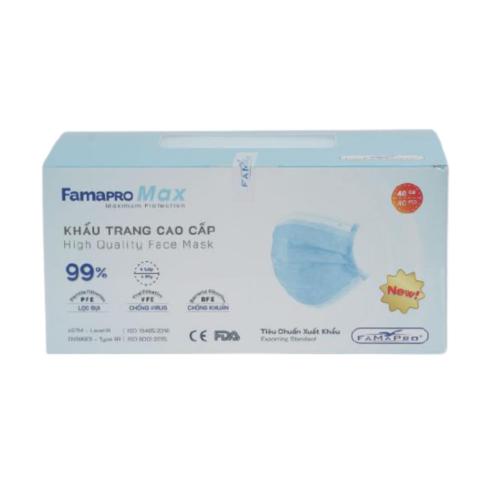 [HỘP-40 CÁI] Khẩu trang y tế cao cấp 4 lớp kháng khuẩn Famapro max | BigBuy360 - bigbuy360.vn