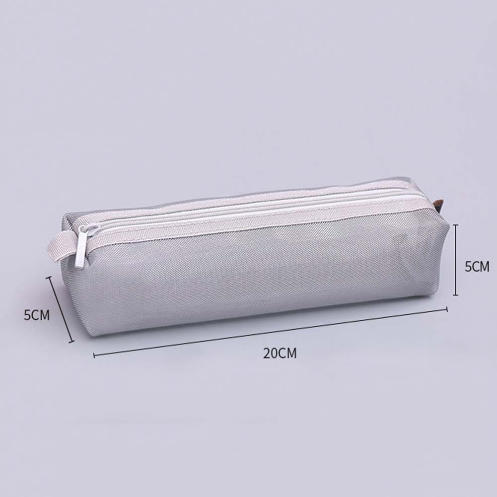 Túi đựng bút viết vải lưới trong suốt khóa kéo màu trơn kiểu dáng đơn giản E23