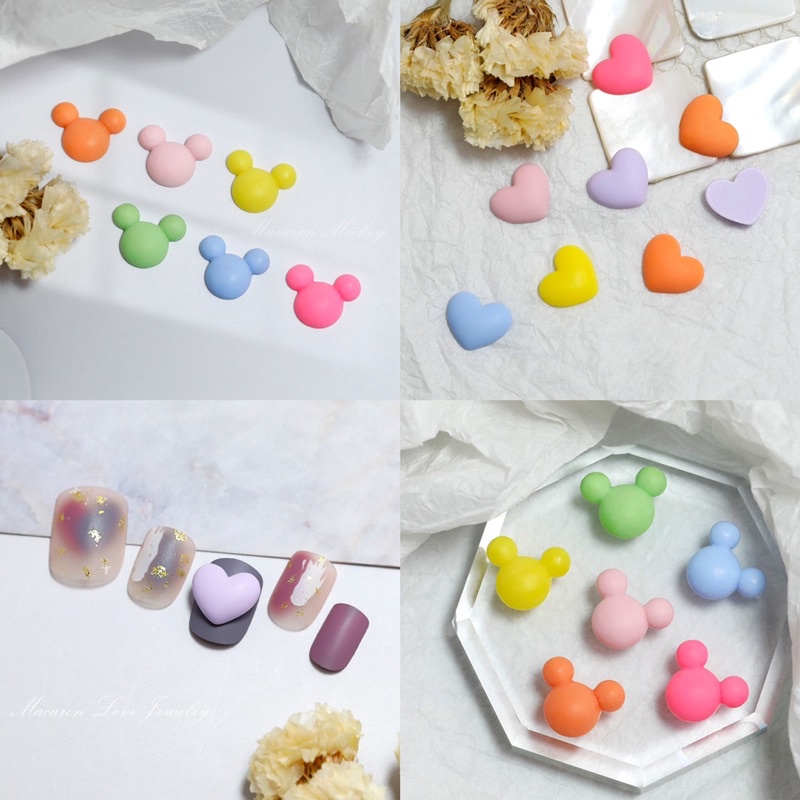Set 10 Charm tim -charm chuột micky trang trí móng