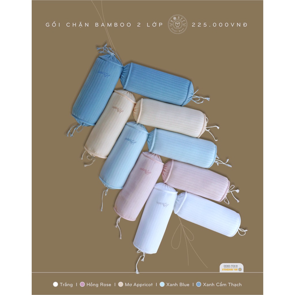 Gối chặn HRNEE sơ sinh ruột bông ép vỏ bamboo sợi tre ( Chỉ gồm 2 quả chặn )