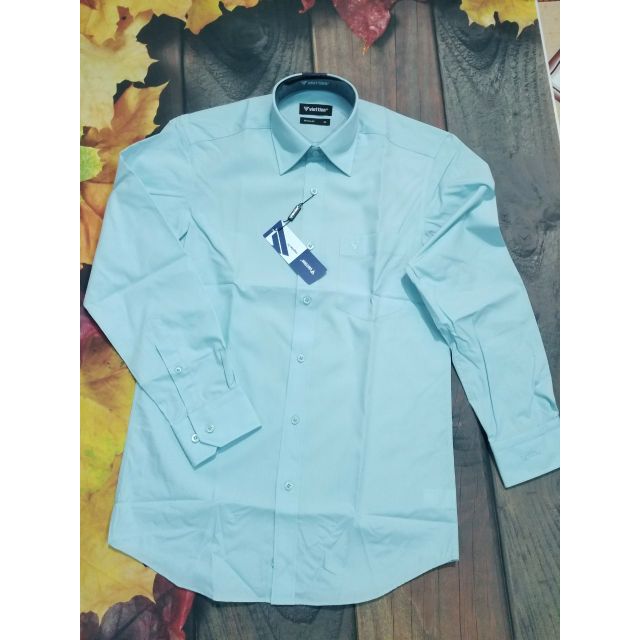 Aó sơ mi nam dài tay Việt Tiến màu xanh ngọc , chính hãng , cao cấp – form suông  REGULAR- tà bầu . SHOP HỨA