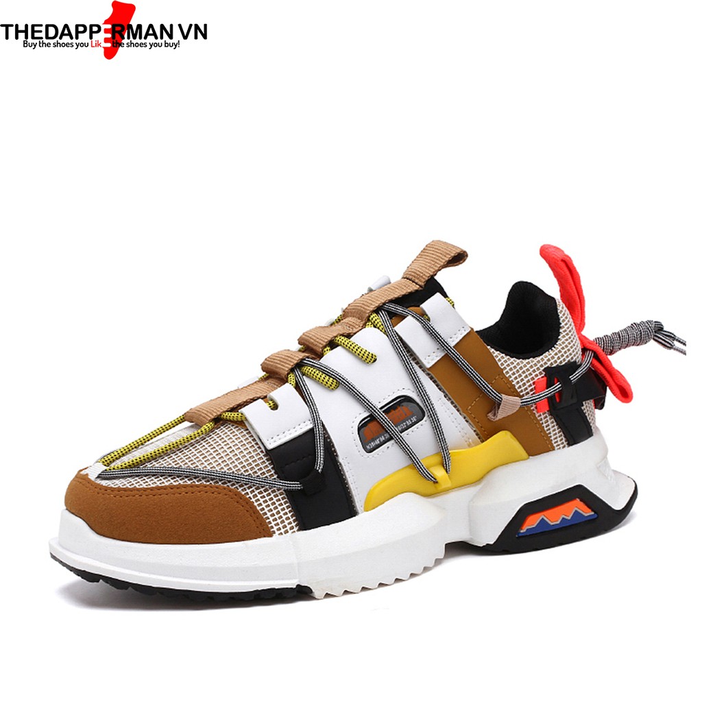 Giày Thể Thao Nam Sneaker Thedapperman XK008 Màu Vàng Trắng Độn Đế 5cm