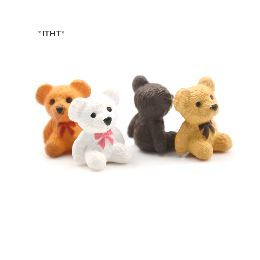 Set 4 tượng hình chú gấu mini dành cho trang trí sân vườn