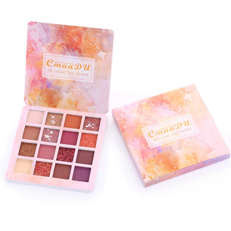 [Hàng mới về] Bảng phấn mắt 16 màu lì kim loại lấp lánh kháng nước