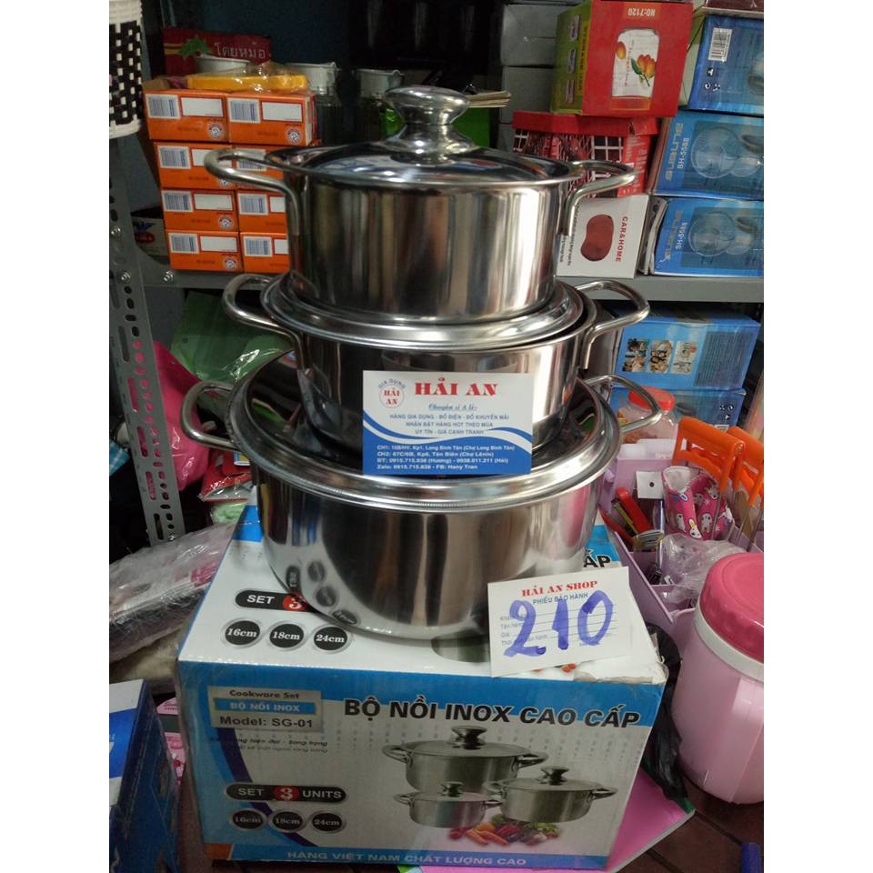 Bộ 3 Nồi Inox