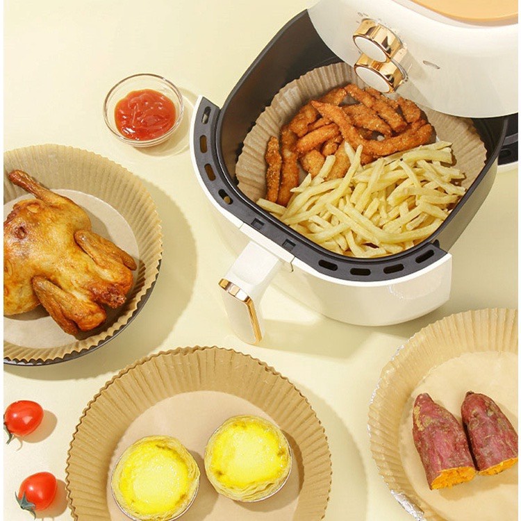 50 tờ giấy nến vàng lót nồi chiên không dầu - loại 1 có khay nhựa