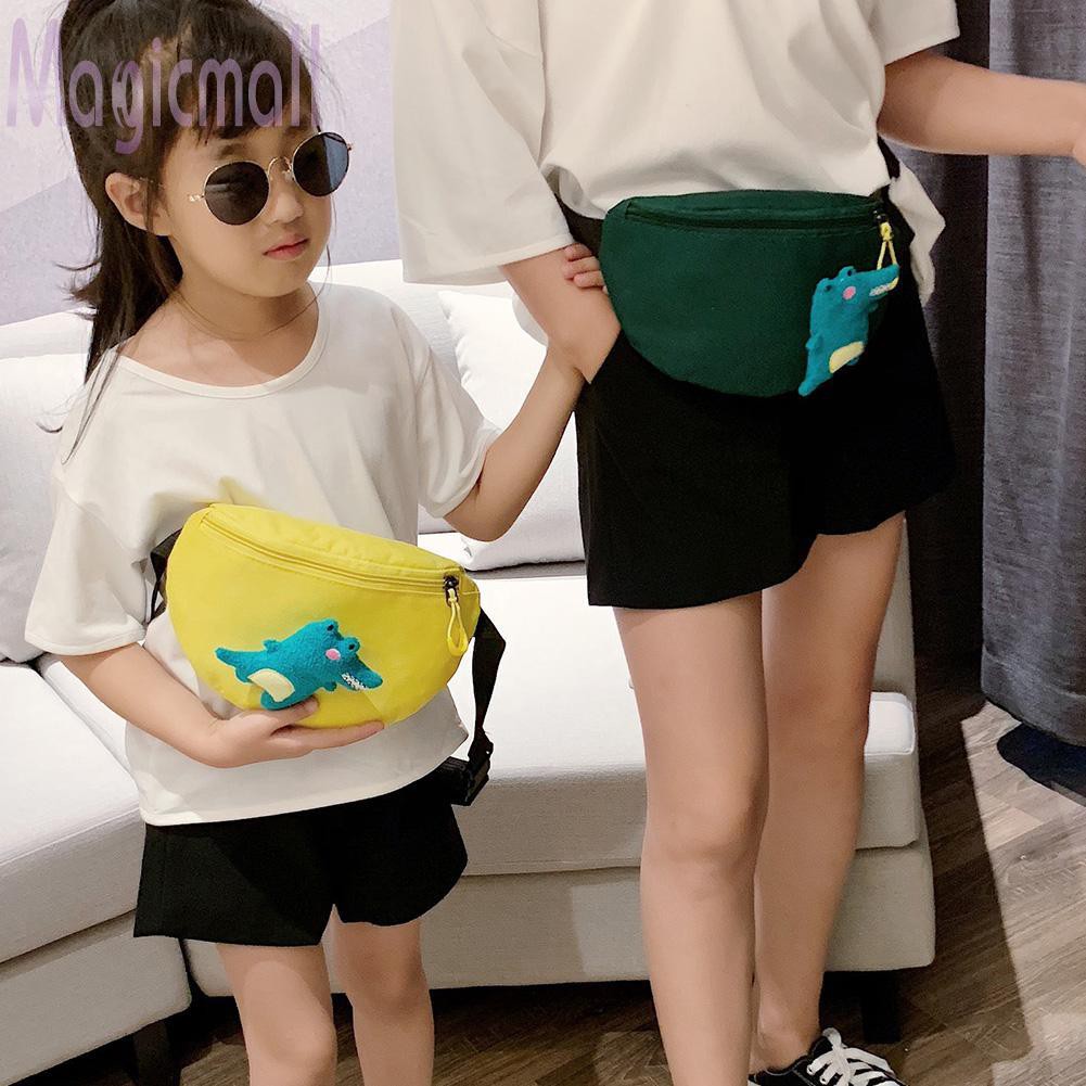 Túi đeo trước ngực / đeo hông bằng nylon có hình cá sấu xinh xắn cho bé gái