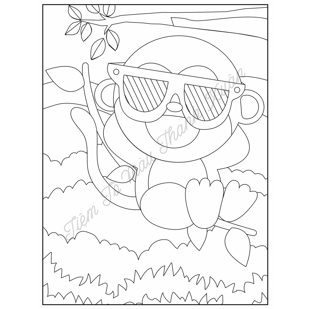 Set 10 Tờ Tranh Tô Màu Hình Chú Khỉ Cute Cho Bé Tô Màu Sáp, Màu Chì - Tiệm Tô Màu Thanh Xuân