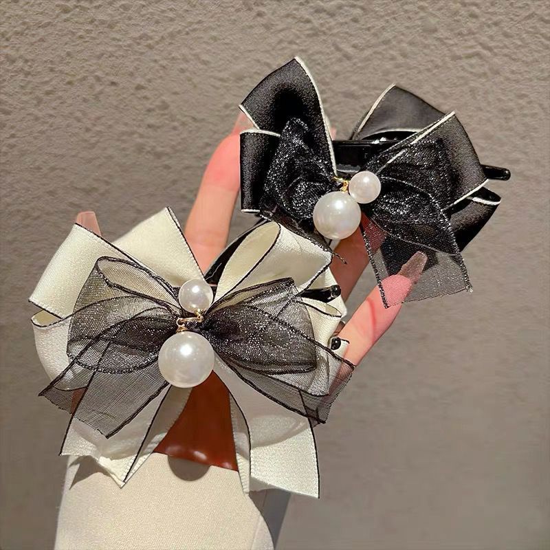 Kẹp Tóc Đuôi Ngựa Cao Với Nơ Lưới Cho Nữ