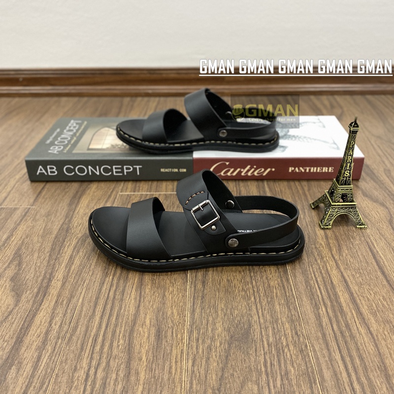 Dép da nam chất liệu da bò đế cao su khâu chỉ dù bền bỉ TK911