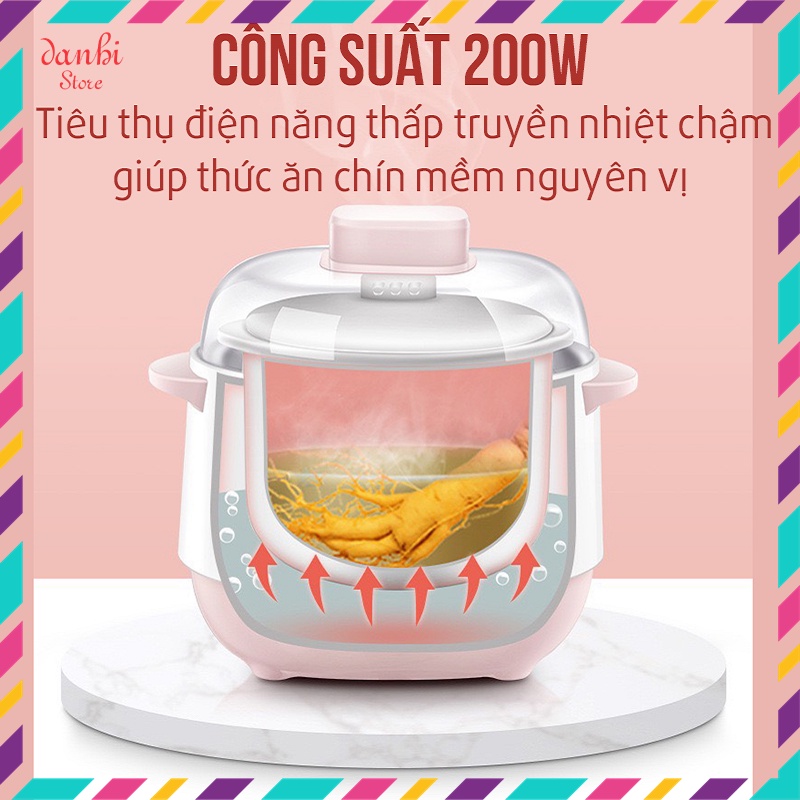 Nồi Nấu Cháo Chậm Nồi Nấu Cháo Cho Bé Kho Cá Hầm Cách Thủy,Ninh Cháo Cho Bé 4 In 1 Siêu Tiện Dụng, Bảo Hành 12 Tháng