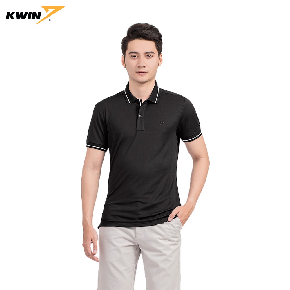 Áo polo nam KWIN 2 màu viền cổ trắng, dáng ôm thể thao, chất liệu cao cấp siêu bền - Mã KPS014S9