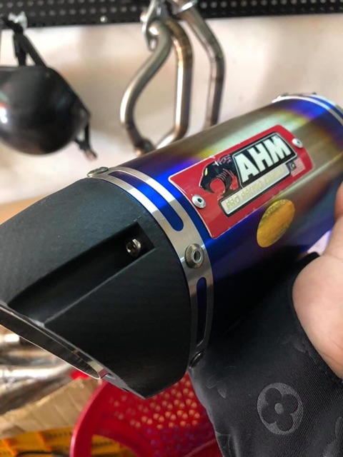 Sét Pô AHM M3 Titan - Inox " luôn cổ pas " kèm tiêu tiện CNC