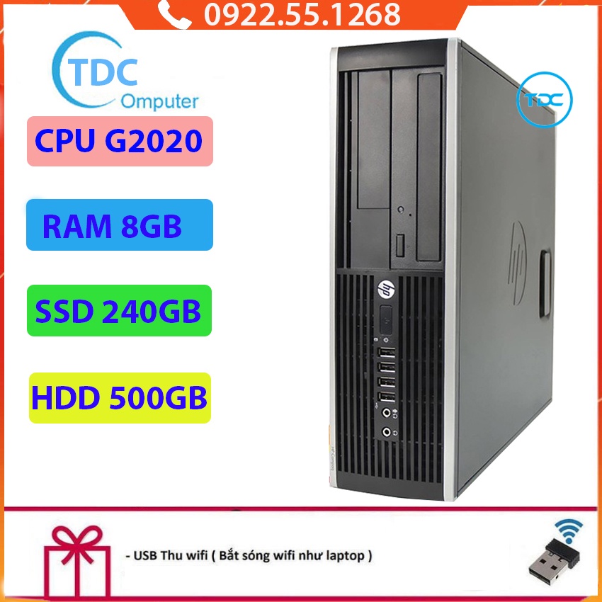 Case máy tính để bàn HP Compaq 6300 SFF CPU G2020 Ram 4GB SSD 240GB + HDD 500GB Tặng USB thu Wifi, Bảo hành 12 tháng