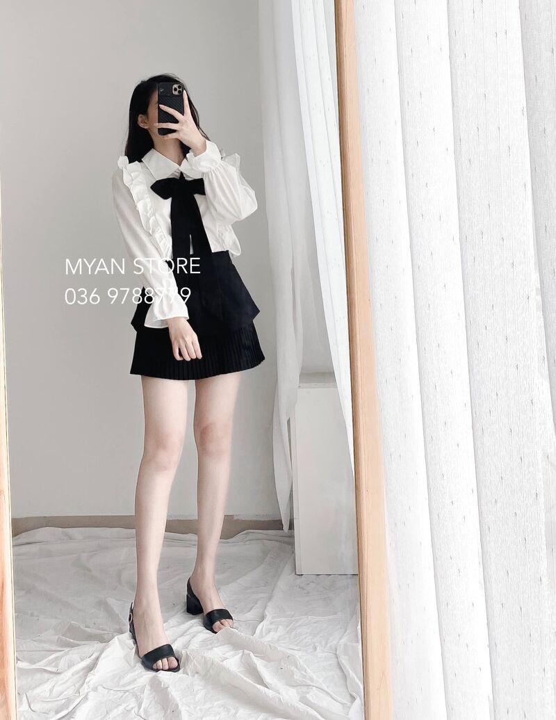 Áo sơ mi trắng cổ đức bèo AVN042109