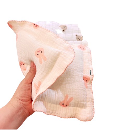 Gối xô lõm vải Muslin cao cấp chống méo đầu, chống trào ngược cho bé 40x25cm