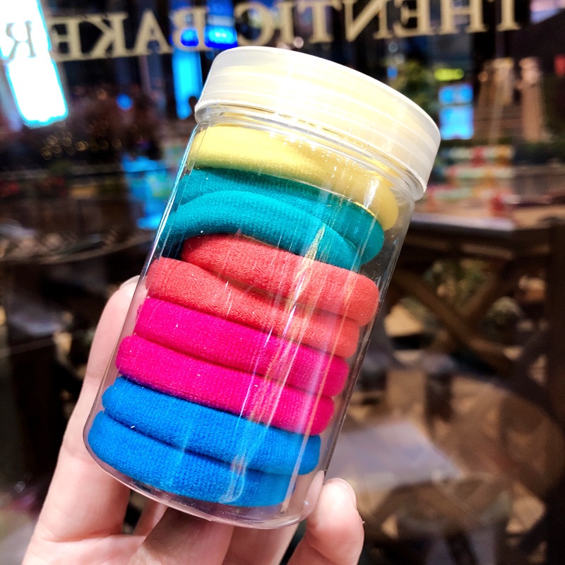 Hộp 10 Dây Buộc Tóc Dày Co Giãn Cao Đơn Giản Cho Nữ