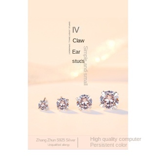 Bông Tai Mạ Bạc 925 Đính Đá Zircon Sang Trọng Thời Trang