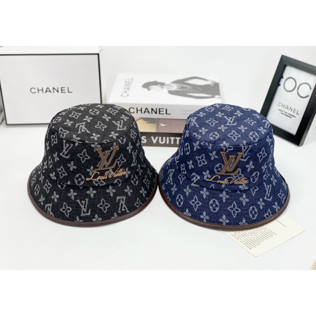 MŨ BUCKET NÓN BO JEAN LV LOGO CẮT CHỮ VIỀN DA - TXGS-N305