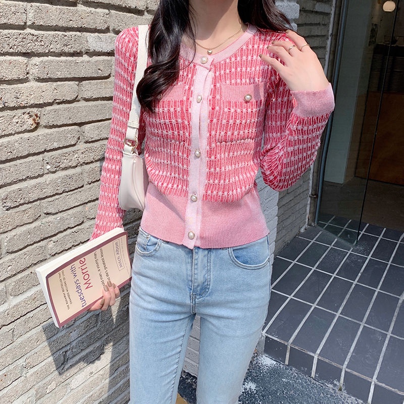 Áo dệt kim mỏng tay dài phong cách mùa thu mới cho nữ