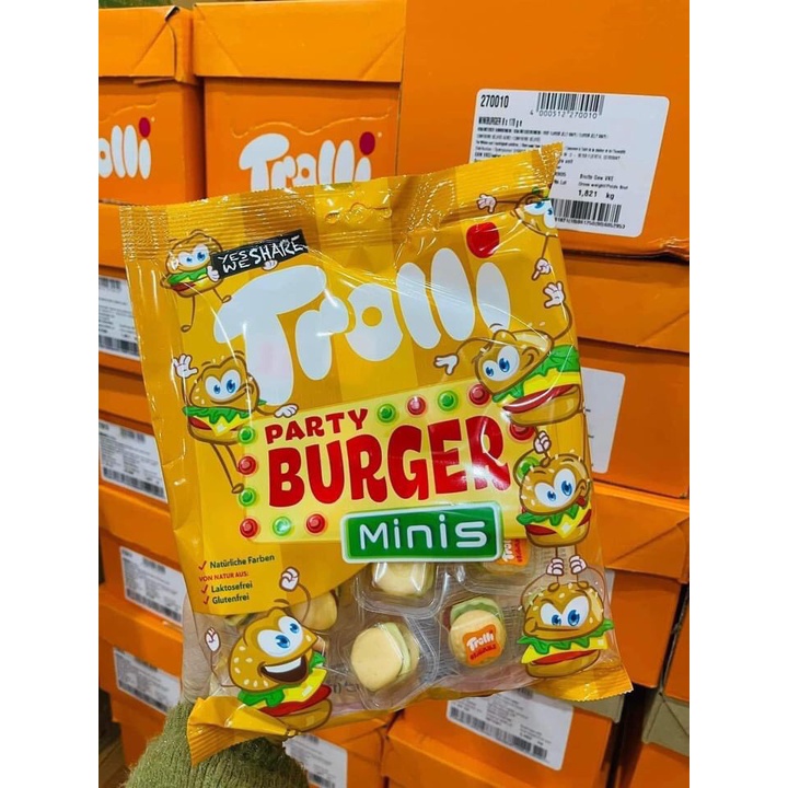 Kẹo dẻo Trolli Burger Mini gói 170Gr ,kẹo dẻo burger cho bé nhập khẩu Đức mẫu mới