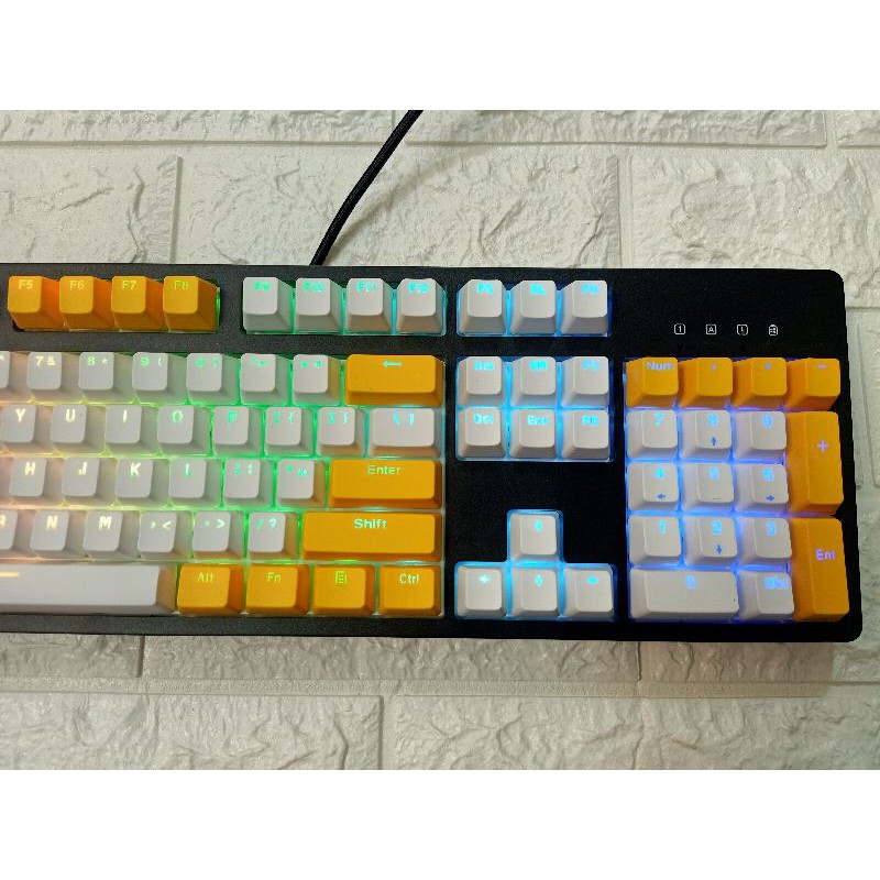 Phím Cơ Edra 3104 RGB Blue switch keycap bpt mix 2 màu trắng vàng